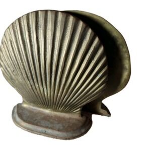 Heavy Solid Brass Scallop Shell Bookends |Vintage Clam Shell Book Ends Set of 2